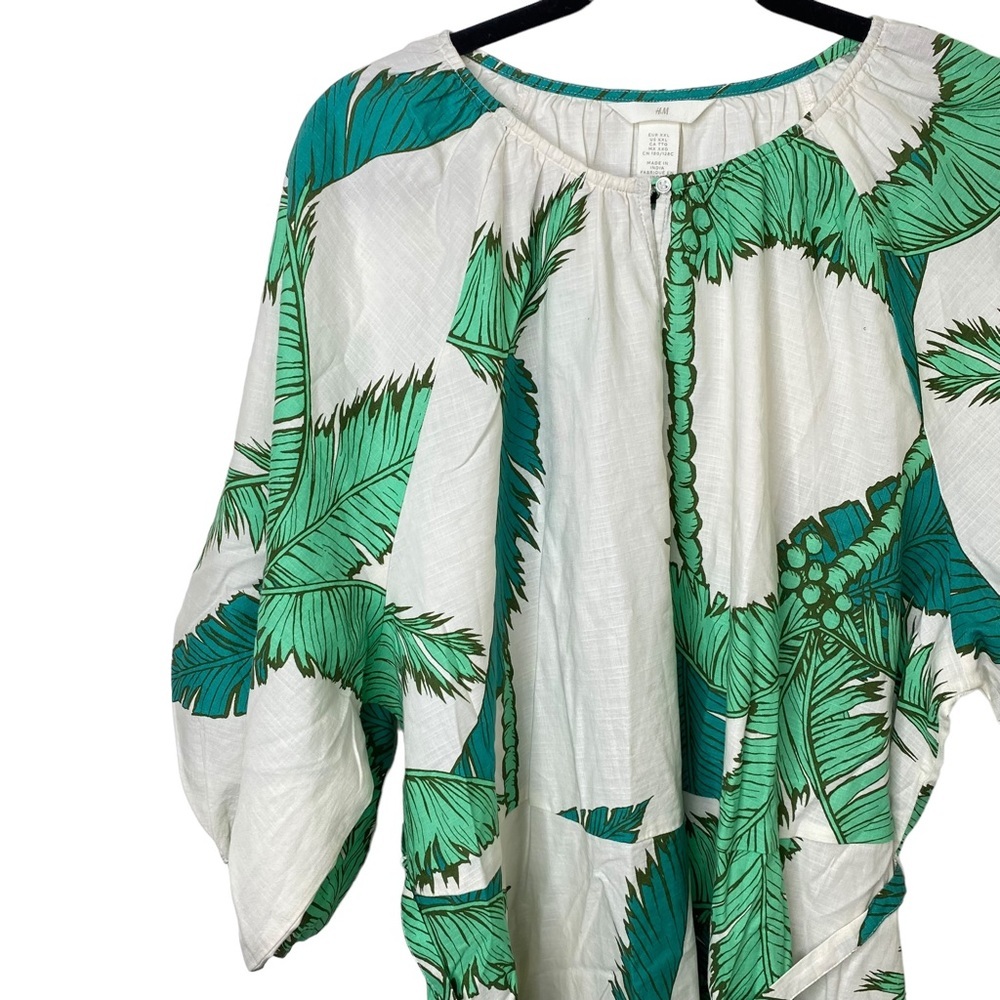 H&M Tropical Palm Leaf Tie Waist Mini Dress - Picture 6 of 9